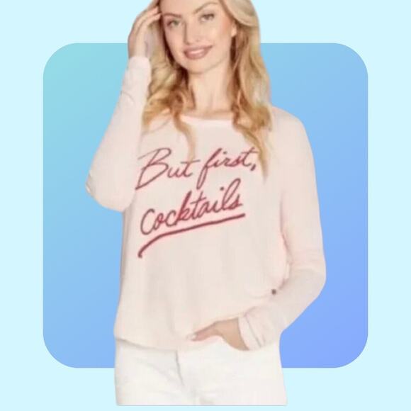 Wildfox But First Cocktails Sweatshirt S M NWT NEW - Picture 5 of 8